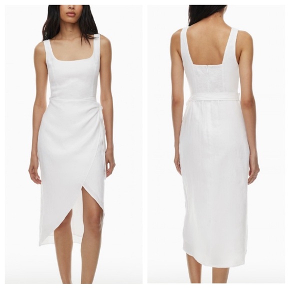 Aritzia Dresses & Skirts - NWT Aritzia Wilfred New Saturn Midi Dress in White Linen - Size 10